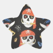 Jolly Roger Pirate Skulls Star Stickers