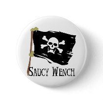 Jolly Roger Saucy Wench Pinback Button
