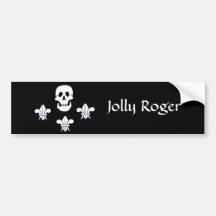 JOLLY ROGER SKULL AND THREE LILIES FLAG BUMPER STICKERS