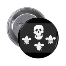 JOLLY ROGER SKULL AND THREE LILIES FLAG BUTTONS