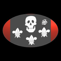 JOLLY ROGER SKULL AND THREE LILIES FLAG MONOGRAM stickers