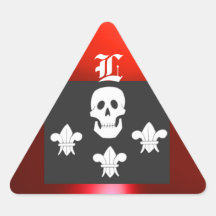 JOLLY ROGER SKULL AND THREE LILIES FLAG MONOGRAM STICKER