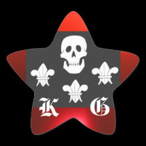 JOLLY ROGER SKULL AND THREE LILIES FLAG MONOGRAM stickers