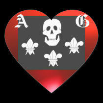 JOLLY ROGER SKULL AND THREE LILIES FLAG MONOGRAM stickers