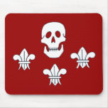 JOLLY ROGER SKULL AND THREE LILIES FLAG MOUSE PAD