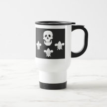 JOLLY ROGER SKULL AND THREE LILIES FLAG COFFEE MUGS