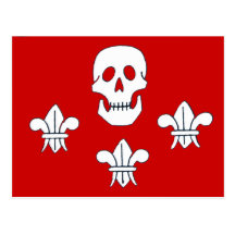 JOLLY ROGER SKULL AND THREE LILIES FLAG POSTCARDS