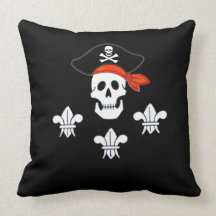 JOLLY ROGER SKULL, PIRATE HAT  AND THREE LILIES THROW PILLOWS