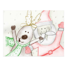 JOLLY SANTA AND REINDEER POSTCARDS