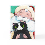 Jolly Santa Claus and Black Cat Christmas Card