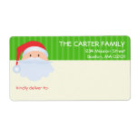Jolly Santa Claus green stripes fun shipping label