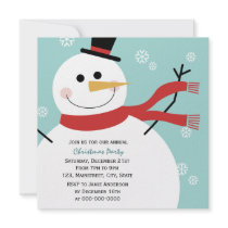 Jolly Snowman Christmas Party Custom Invitations