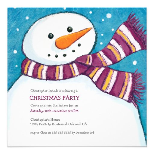Jolly Snowman | Kids Christmas Party Invitation