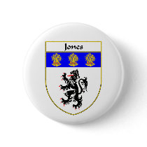 Jones Coat of Arms/Family Crest (Wales) Pinback Button
