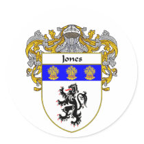 Jones Welsh Coat of Arms (Mantled) Stickers