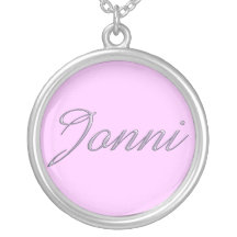 JONNI Logo Round Sterling Silver Plate Necklace