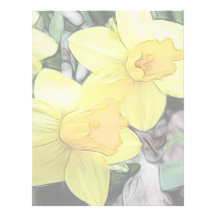 Jonquilles jaunes de ressort modèle d'en-tête de lettre