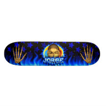 Jorge skull blue fire Skatersollie skateboard