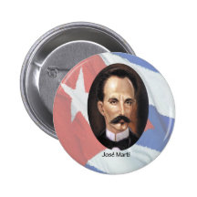 Jose Marti on Cuban Flag Pinback Buttons