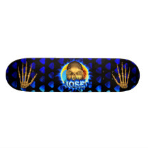Jose skull blue fire Skatersollie skateboard.