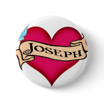 Joseph - Custom Heart Tattoo T-shirts & Gifts buttons