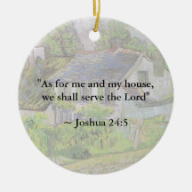 Joshua 24:15 Van Gogh House Christmas Ornaments