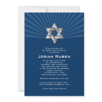 Josiah Silver Jewish Star Bar Mitzvah Invitation