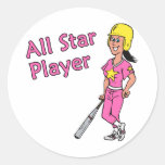 Joueur d'All Star - fille Adhésif Rond