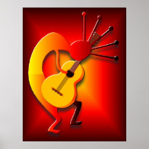 Joueur de guitare en rouge affiche