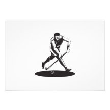 Joueur de hockey de champ fonctionnant avec le bât faire-parts