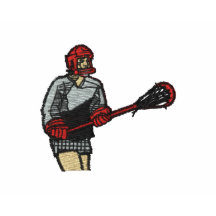 Joueur de lacrosse brodé sur la douille de chemise polo