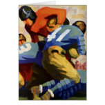 Joueurs de football vintages jouant un jeu d'unive cartes de vœux