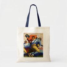 Joueurs de football vintages jouant un jeu d'unive sacs de toile