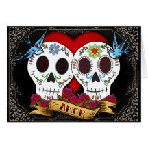 Jour de crânes d'amour de la carte morte