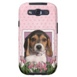 Jour de mères - tulipes roses - chiot de beagle coques galaxy SIII