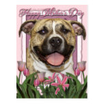 Jour de mères - tulipes roses - Pitbull - Tigger Cartes Postales