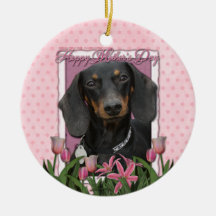 Jour de mères - tulipes roses - teckel - Winston Décoration De Noël