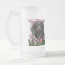 Jour de mères - tulipes roses - teckel - Winston Mug
