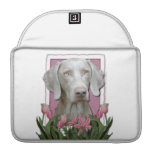 Jour de mères - tulipes roses - Weimaraner - yeux  Poches Pour Macbook Pro