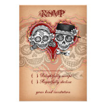 Jour des cartes mortes du crâne RSVP de sucre de m Invitations Personnalisées