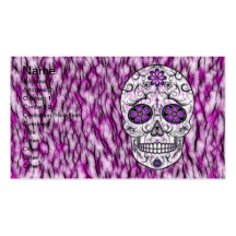 Jour du crâne mort de sucre - rose et du pourpre 1 carte de visite