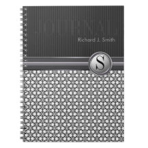 Journal de blanc de noir de motif d'hexagone de la carnet à spirale
