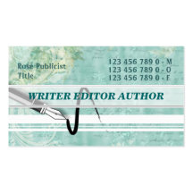 Journalist editor writing author handwriting business card templates