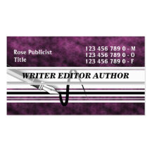 Journalist editor writing author purple business cards
