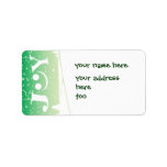 joy and snowflake Christmas green address label
