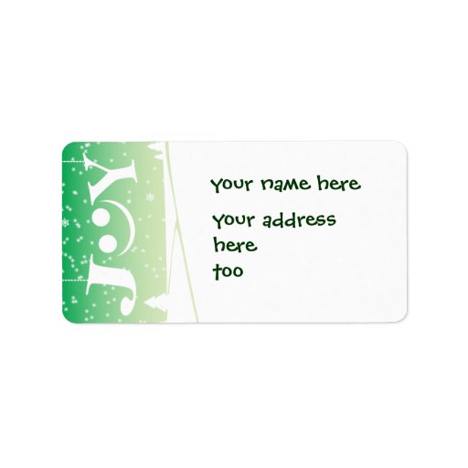 joy and snowflake Christmas green address label