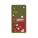 Joy - Angel with candy cane and stars Personalized Address Label