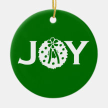 JOY Green Ceramic Christmas Ornament