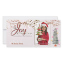 Joy pink christmas holiday photocard photo card
