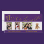 Joy to the World Purple Christmas Photo Card photo cards